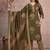 Beautiful jaipuri a women's olive green cotton printed kurti set with a dupatta.