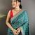 emerald blue vichitra silk blend bandhej bandhani with stone & sequence work saree