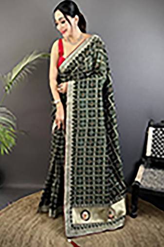 dark green vichitra silk blend bandhej bandhani with stone & sequence work saree
