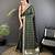 dark green vichitra silk blend bandhej bandhani with stone & sequence work saree