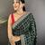 dark green vichitra silk blend bandhej bandhani with stone & sequence work saree