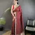maroon vichitra silk blend bandhej bandhani with stone & sequence work saree