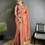 peach vichitra silk blend bandhej bandhani with stone & sequence work saree