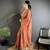 peach vichitra silk blend bandhej bandhani with stone & sequence work saree