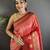 peach soft silk blend banarasi zari woven butti weaving saree