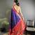 navy blue soft silk blend banarasi zari woven butti weaving saree