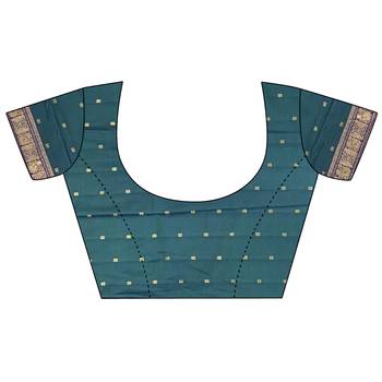 parrot green soft silk blend banarasi zari woven butti weaving saree 5
