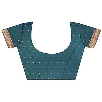 green soft silk blend banarasi zari woven butti weaving saree 5
