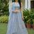 blue diamond work net lehenga set choli with dupatta