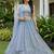 blue diamond work net lehenga set choli with dupatta