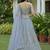 blue diamond work net lehenga set choli with dupatta