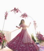 Deep Pink Slub Silk Lehenga Set