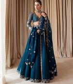 Blue Silk Sequins & Zari Work Lehenga Set