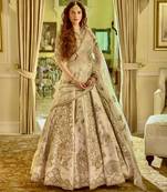 Cream Silk Lehenga with Sequins Dori & Zari Lehenga blouse with Net Dupatta