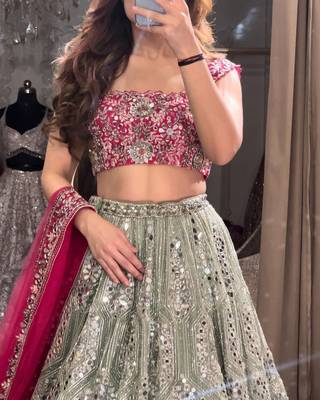 Grey Faux Georgette Fabric Sequin Lehenga Choli 2