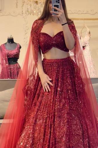 Maroon Soft Net Lehenga Choli