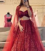 Maroon Soft Net Lehenga Choli