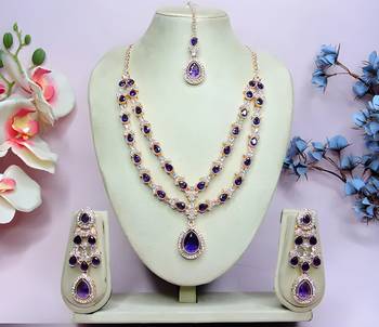 Teardrop bridal Necklace :: set with earrings & maang tikka - ethnic wedding jewelry for brides & parties 2