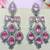 Stunning  pink crystal bridal necklace set with earrings & maang tikka tear drop statement jewelry