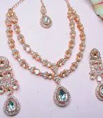 Teardrop bridal necklace set with earrings & maang tikka - ethnic wedding jewelry for brides & parties