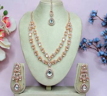 Teardrop bridal Necklace :: set with earrings & maang tikka - ethnic wedding jewelry for brides & parties 2