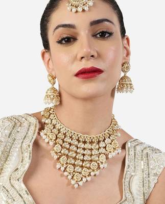Bridal kundan gold-plated choker Necklace :: set with jhumka earrings 1