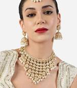 Bridal kundan gold-plated choker necklace set with jhumka earrings