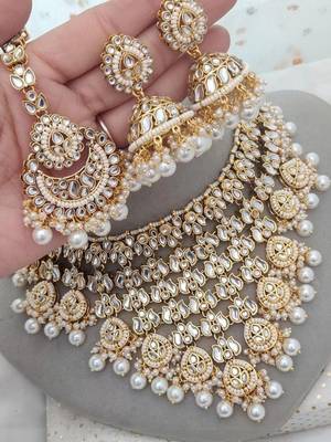 Bridal kundan gold-plated choker Necklace :: set with jhumka earrings 2