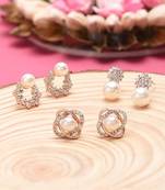 Elegant pearl stud earrings set for women & girls | classic everyday & party wear jewelry