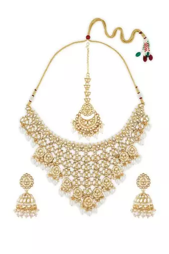 Bridal kundan gold-plated choker Necklace :: set with jhumka earrings