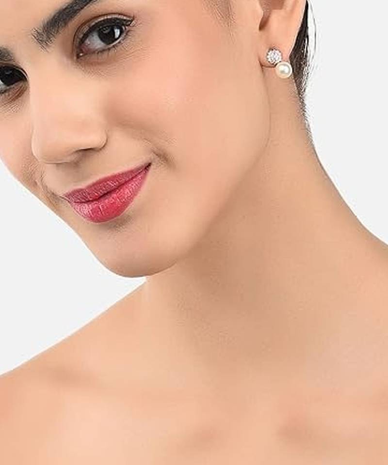 Elegant pearl stud earrings set for women & girls | classic everyday & party wear jewelry