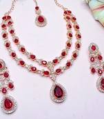 Teardrop bridal necklace set with earrings & maang tikka - ethnic wedding jewelry for brides & parties