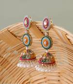 Vibrant multicolor traditional jhumka earrings for women & girls | handcrafted ethnic gold-plated dangler jewelry