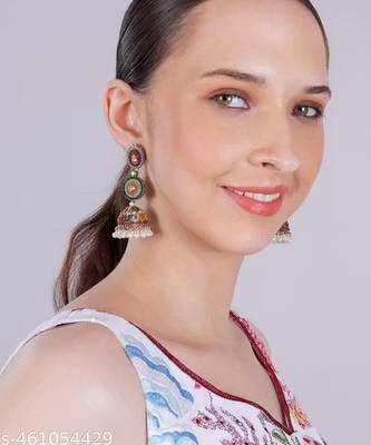 Vibrant multicolor traditional jhumka earrings for women & girls | handcrafted ethnic gold-plated dangler jewelry 2