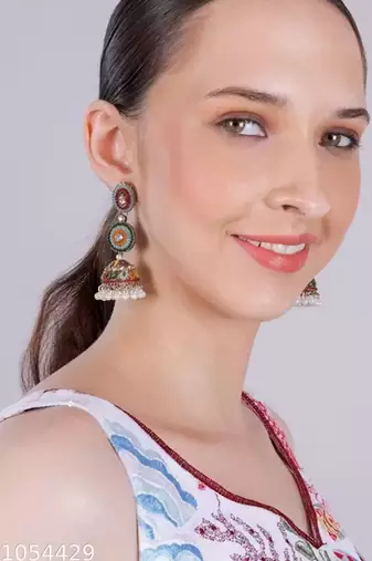 Vibrant multicolor traditional jhumka earrings for women & girls | handcrafted ethnic gold-plated dangler jewelry