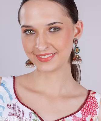 Vibrant multicolor traditional jhumka earrings for women & girls | handcrafted ethnic gold-plated dangler jewelry 3