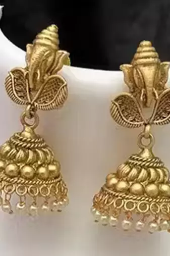 Traditional antique gold-plated temple Necklace :: set ethnic south indian bridal jewelry set