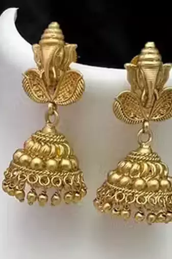 Traditional antique gold-plated temple necklace set ethnic south indian bridal jewelry set