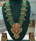 Traditional kundan beads bridal necklace set handcrafted ethnic indian jewelry set