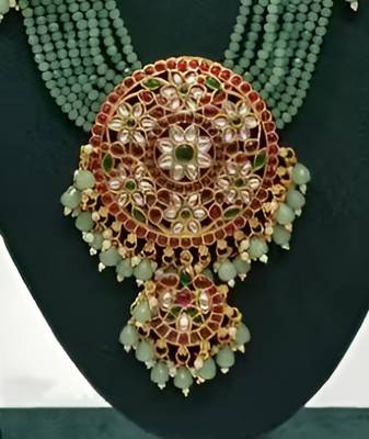 Traditional kundan beads bridal Necklace :: set handcrafted ethnic indian jewelry set 2