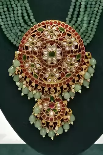 Traditional kundan beads bridal Necklace :: set handcrafted ethnic indian jewelry set