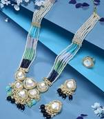 Multicolor beaded kundan mirror necklace set | gold-plated traditional indian jewelry | ethnic wedding statement set