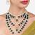 Layered pearl & green bead necklaceset with kundan chandbali pendants traditional indian  gold-plated ethnic jewelry set