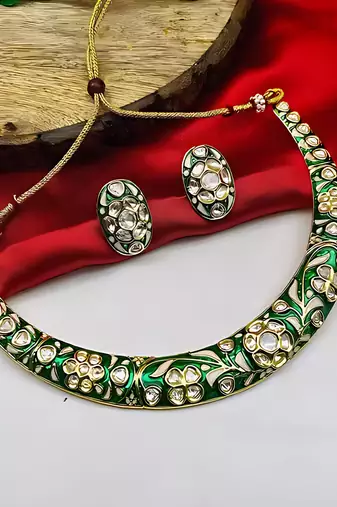 Traditional handcrafted kundan gold-plated necklace set | ethnic indian jewelry for weddings, parties & festivals