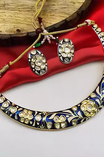 Traditional handcrafted kundan gold-plated necklace set | ethnic indian jewelry for weddings, parties & festivals