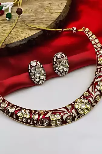 Traditional handcrafted kundan gold-plated necklace set | ethnic indian jewelry for weddings, parties & festivals
