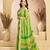 Lime green linen ikat printed ready to wear saree with pocket