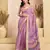 Lavender linen woven sqaure printed ready to wear saree with pocket