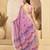Lavender linen woven sqaure printed ready to wear saree with pocket