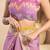 Lavender linen woven sqaure printed ready to wear saree with pocket